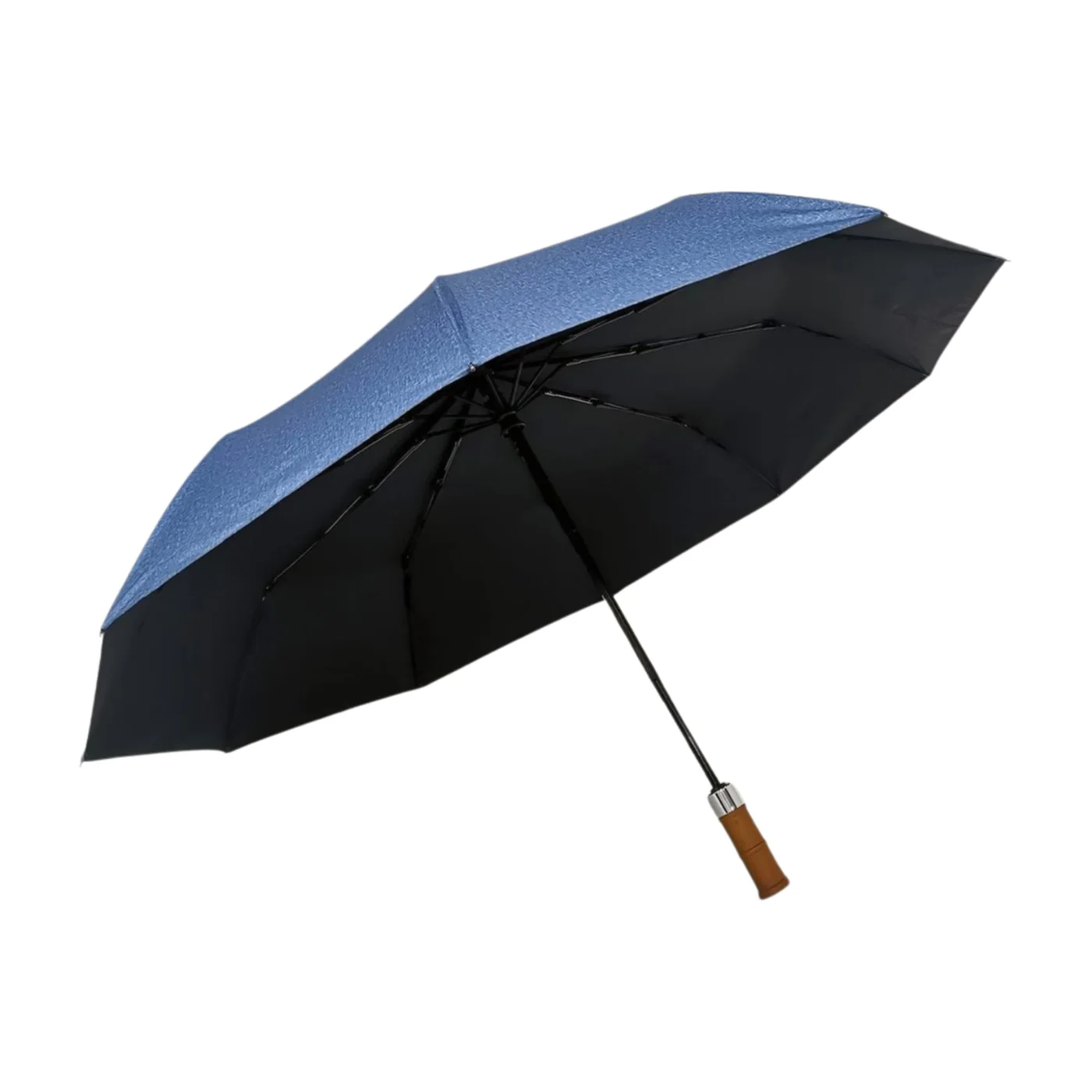 10-Rib Bronze-Finish Wooden Handle Umbrella