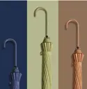 16-Rib Leather-Effect Hook Handle Umbrella view 2
