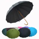 16-Rib Wooden Hook Handle Umbrella view 2